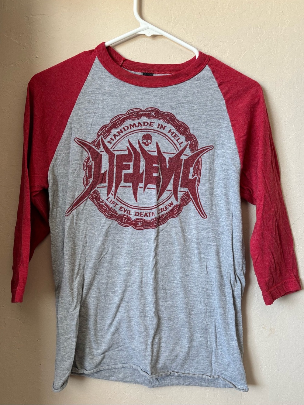 Baseball Tee - Grey with Red Sleeves